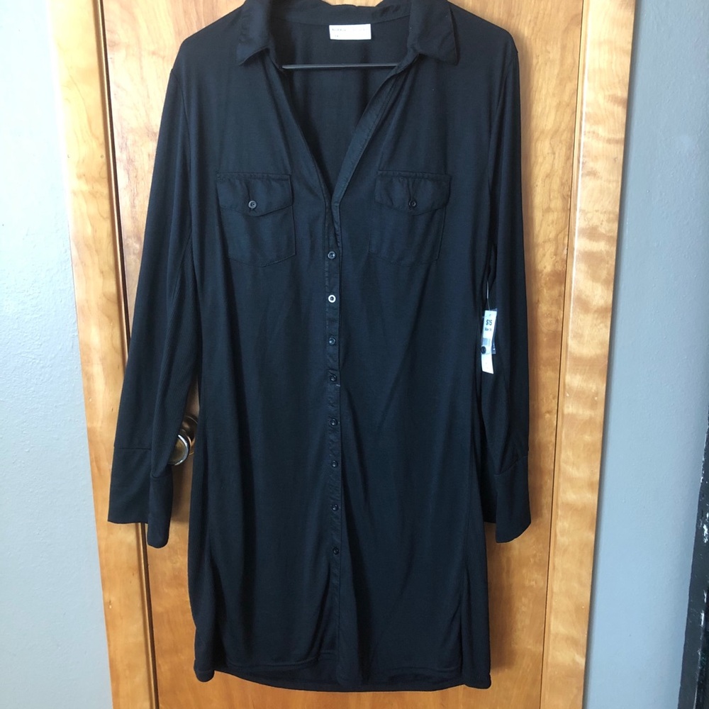 Long Black Button Down Women’s Plus Dress NWT